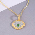 wholesale Silver-plated with gold, minimalist style gourd-shaped ruyi jade pendant necklace for girlfriend-0-5