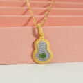 wholesale Silver-plated with gold, minimalist style gourd-shaped ruyi jade pendant necklace for girlfriend-0-6