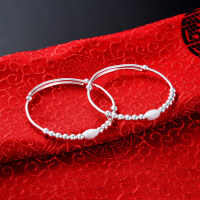 wholesale Metal material: s999 pure silver Baby bracelet with round beads, push-pull adjustable loop for infants and children, unisex, gift for full moon or first birthday-A pair of baby bracelets (approximately 11.8 grams)  s990