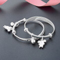 wholesale S999 Solid Silver Korean Baby Cartoon Zodiac Bracelet, A Pair of Dragon and Phoenix Auspicious Full Moon Baby Bracelet Accessories-0-2