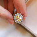 wholesale S925 Silver New Style Simulated Diamond Oval 7*10mm Cut Floral Round Point Bottom Ring-0-1