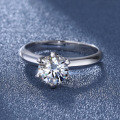 wholesale 18k Gold Plated Sterling Silver S925 Classic Six-Prong 1-Carat Moissanite Ring for Women, Versatile High-End Hand Accessory-0-2