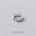 wholesale S925 Silver Ring Korean Style Fresh Double Layer Line Tail Ring Simple Lady Smooth Surface Ring J8040-0-4
