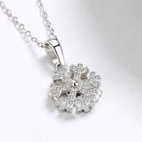 wholesale S925 Sterling Silver Rotatable Snowflake Zircon Necklace Korean Style Minimalist Versatile Forest-inspired Choker Jewelry-YD064/approx. 2.69g 925 silver