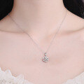 wholesale S925 Sterling Silver Rotatable Snowflake Zircon Necklace Korean Style Minimalist Versatile Forest-inspired Choker Jewelry-0-1
