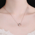 wholesale S925 sterling silver windmill necklace with white mother-of-pearl petals and rose gold pendant, fashionable and unique women's internet celebrity collarbone jewelry-0-2