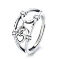 wholesale Sterling Silver Heartbeat Love Vintage Women's Ins Trendy Niche Personality Index Finger Ring Disco Ring Hip Hop Style-0-4