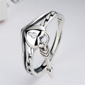 wholesale S925 Sterling Silver Love Lock Arrow Open Ring for Women, Trendy and Unique Niche Design Stackable Ring-0-0