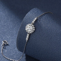 wholesale S925 sterling silver cross-border moissanite flower bud bracelet for women, small and unique, 1 carat, 50 points, D color, eight hearts and eight arrows, Korean style-1 carat (zircon) bracelet>925 silver