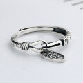 wholesale S925 Sterling Silver Korean Retro Fashion Vintage Style Box Chain Link Oval Letter Plate Ring Accessory-0-1