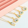 wholesale Silver-plated with gold, minimalist style gourd-shaped ruyi jade pendant necklace for girlfriend-0-0
