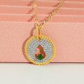 wholesale Silver-plated with gold, minimalist style gourd-shaped ruyi jade pendant necklace for girlfriend-0-8