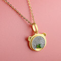 wholesale Silver-plated with gold, minimalist style gourd-shaped ruyi jade pendant necklace for girlfriend-0-9