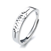 wholesale S925 Sterling Silver ECG Heartbeat Frequency Ring, Korean and Japanese Aesthetic, Fresh and Elegant Design, Ins Internet Celebrity Style-YJ199/A: Approx. 1.93g > Opening adjustable