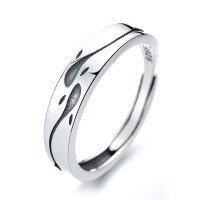 wholesale S925 Sterling Silver ECG Heartbeat Frequency Ring, Korean and Japanese Aesthetic, Fresh and Elegant Design, Ins Internet Celebrity Style-YJ199/B: Approx. 2g > Opening adjustable