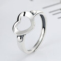 wholesale S925 Sterling Silver Korean Japanese Style Personality New Ring for Women, Fashion Heart-Pounding Minimalist Elegant Heart-Shaped Ring-0-2