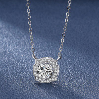 wholesale S925 Sterling Silver Moissanite Minimalist Diamond Pendant Light Luxury Necklace Collarbone Chain Valentine's Day Gift for Girlfriend Wholesale-1 carat (zircon) necklace>925 silver
