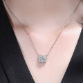 wholesale S925 Sterling Silver Moissanite Minimalist Diamond Pendant Light Luxury Necklace Collarbone Chain Valentine's Day Gift for Girlfriend Wholesale-0-3