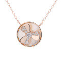 wholesale S925 sterling silver windmill necklace with white mother-of-pearl petals and rose gold pendant, fashionable and unique women's internet celebrity collarbone jewelry-0-4