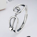 wholesale S925 Sterling Silver Cupid's Heart Arrow Ring Korean Style Fashion Band One Arrow Piercing the Heart Pair Ring Birthday Gift-0-0