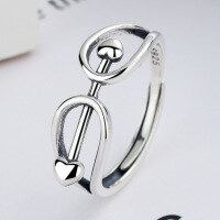 wholesale S925 Sterling Silver Cupid's Heart Arrow Ring Korean Style Fashion Band One Arrow Piercing the Heart Pair Ring Birthday Gift-YJ183/approx. 2.2g Adjustable opening