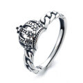 wholesale S925 Sterling Silver Crown Twist Open Adjustable Ring for Women, Korean Style Minimalist Fashion Trendy Thai Silver Internet Celebrity Ring-0-4