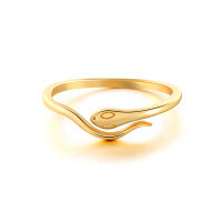 wholesale 925 Sterling Silver Fun Snake Adjustable Ring,ins。-Gold color Adjustable opening