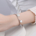 wholesale S925 Sterling Silver New Lucky Girl Bracelet with Round Charm Bear Pearl Korean Style Personalized Exquisite Accessory-0-3
