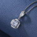 wholesale S925 Sterling Silver Cross-Border 1-Carat Moissanite Pendant Floral Youth Necklace for Women, Minimalist and High-End Silver Necklace-0-1
