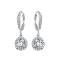 wholesale S925 Sterling Silver White Gold Hollow-out Diamond-inlaid Round Stud Earrings, Zircon Earrings-0-4
