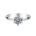 wholesale S925 Sterling Silver Straight Arm Classic Six-Prong Fashion Moissanite Ring for Women, Classic and Simple with 1 Carat Moissanite-0-2