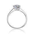 wholesale S925 Sterling Silver Straight Arm Classic Six-Prong Fashion Moissanite Ring for Women, Classic and Simple with 1 Carat Moissanite-0-3