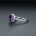 wholesale S925 silver ring with natural amethyst gemstone from the source factory, featuring fashionable and unique design-0-1