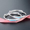 wholesale 999 Silver Simple Enamel Auspicious Ruyi Children's Silver Bracelet for Babies and Infants, Adjustable Circle Bangle for Full Moon Celebrations-0-3