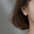 wholesale Sterling Silver S925 Roman Numeral Hollow Ear Clasps Women Korean Style Short Hoop Earrings Simple Earrings G4647-0-3