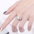 wholesale S925 Sterling Silver Cross-Border Luxury Round Halo Ring for Women, 50 Points to 1 Carat D Color, Matching Couple Wedding Band with Micro-Pave Setting-0-3