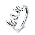 wholesale Sterling Silver Korean-style Adjustable Cross Twisted Love Heart Ring for Women, Vintage Fashion Open Ring-0-4