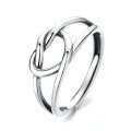 wholesale Sterling Silver Korean-style Adjustable Cross Twisted Love Heart Ring for Women, Vintage Fashion Open Ring-0-3