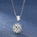 wholesale PT950 Plated, Sterling Silver S925, 1 Carat Moissanite Flower Bud Pendant Necklace for Women, Minimalist and High-End Silver Jewelry-0-1