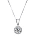 wholesale PT950 Plated, Sterling Silver S925, 1 Carat Moissanite Flower Bud Pendant Necklace for Women, Minimalist and High-End Silver Jewelry-0-4
