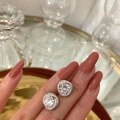 wholesale 925 Sterling Silver Exquisite Craft Round Stud Earrings for Women New Trend Zircon Earrings Elegant and Minimalist Ear Accessories-0-2