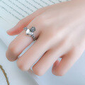 wholesale S925 Sterling Silver Vintage Antique Twist Heart Crown Ring, Chic Korean Style Fashion Women's Silver Jewelry-0-2