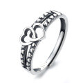 wholesale S925 Sterling Silver Vintage Distressed Double-Layered Wrapped Heart Ring, Women's CHIC Style Fashionable Heart-Shaped Hand Jewelry-0-4