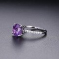 wholesale S925 silver fashion luxury personalized gemstone ring, precision-set with natural amethyst for wholesale-0-1