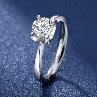 wholesale PT950 Plated Pure Silver S925 Moissanite Bull Head Ring for Women, 1 Carat D Color High-End Four-Prong Diamond Ring Trendy-50-point (zircon) ring US size 7