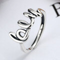wholesale Sterling Silver Korean-style Adjustable Cross Twisted Love Heart Ring for Women, Vintage Fashion Open Ring-0-2