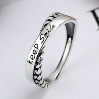 wholesale S925 Sterling Silver English Letter Cross Ring Fashionable Personality Ins Internet Celebrity Minimalist Style Korean Version Band Ring-YJ207/approx. 2.3g Adjustable opening