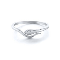 wholesale 925 Sterling Silver Fun Snake Adjustable Ring,ins。-White gold Adjustable opening