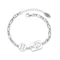 wholesale 925 Sterling Silver Harajuku Little Prince Portrait Round Pendant Charm Bracelet, Ins Style Niche Design Minimalist Cute Hand Accessory-0-4