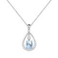 wholesale S925 Sterling Silver Ocean Heart Topaz Pendant, European and American Light Luxury Fashion Creative Natural Necklace Pendant-0-8